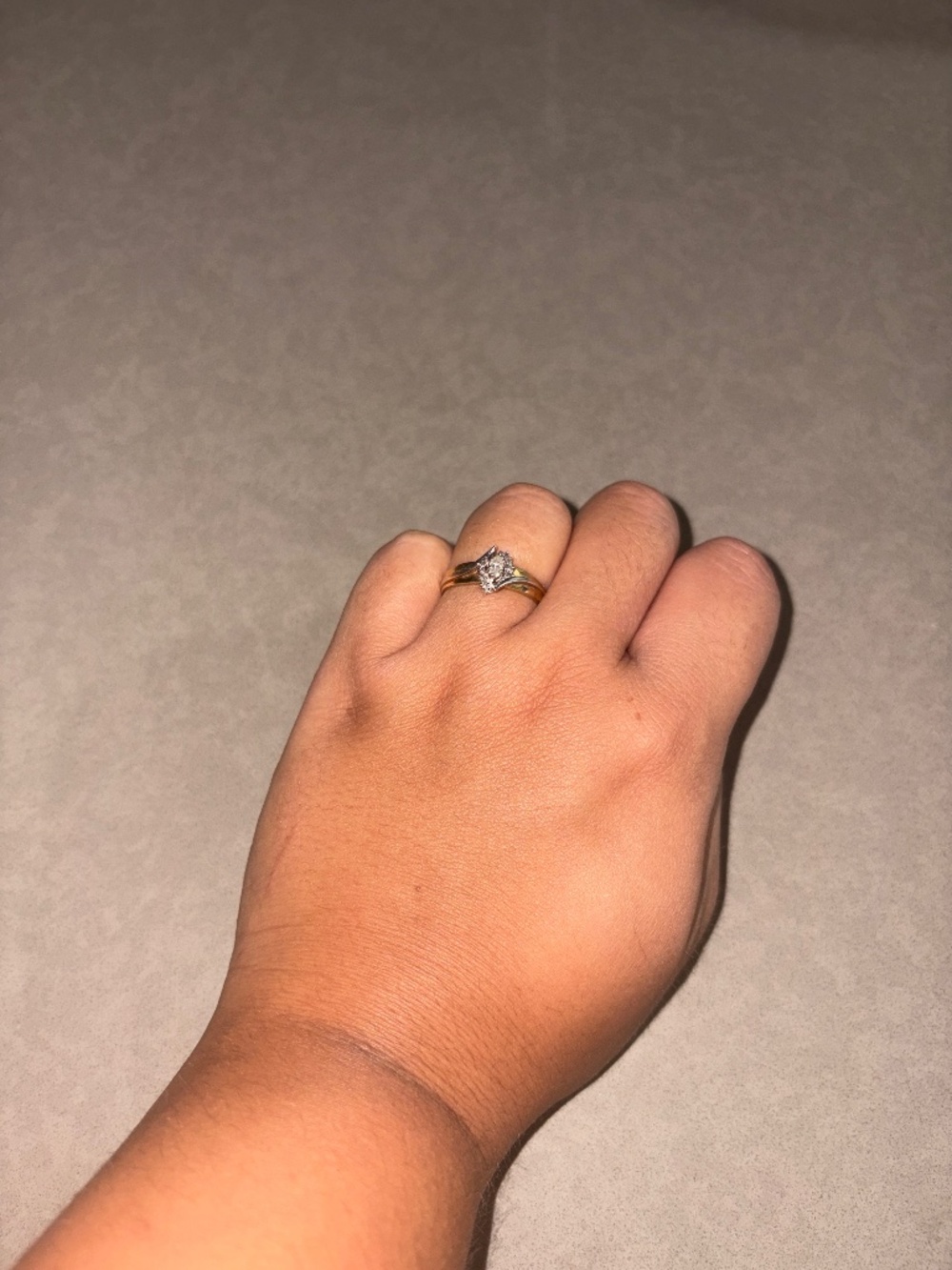 Vintage 10K Yellow Gold Marquise Diamond Cluster Ring Size 9/10